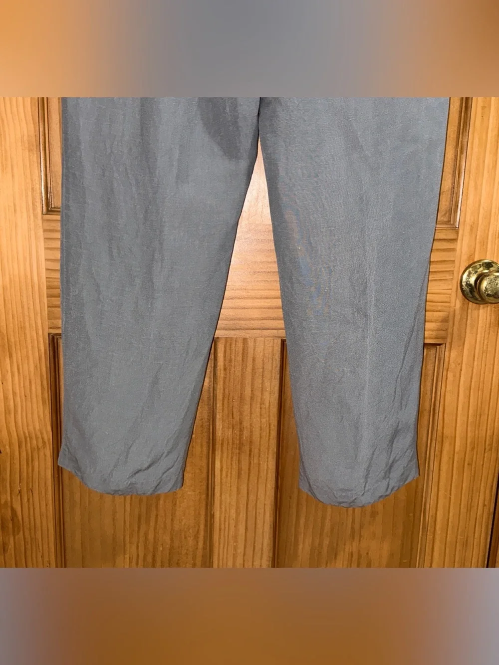Men's Light Gray Linen Blend Casual Trousers - Classic Straight Fit-36x30-EC
